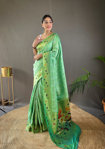 Pure soft Designer Beautiful Parvati Lucknowi Weaving Paithani Saree