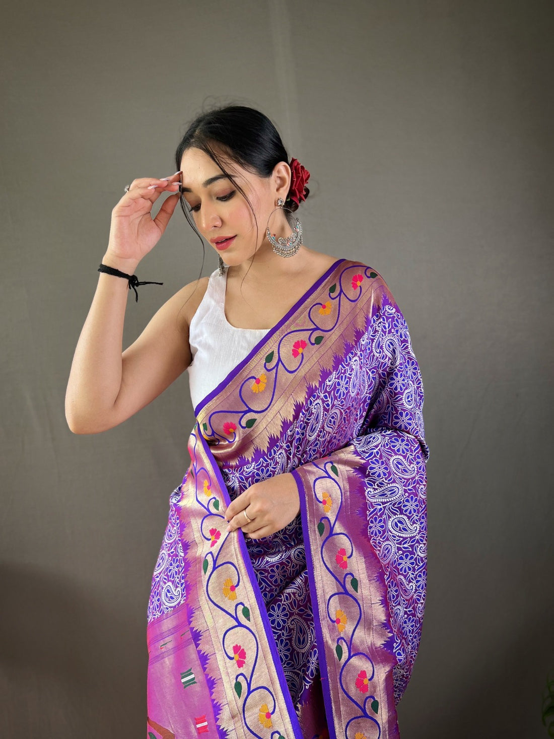 Pure soft Designer Beautiful Parvati Lucknowi Weaving Paithani Saree