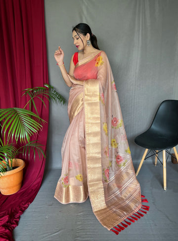 Beautiful Designer Pure Soft Orgenza Silk Pichwai Print Saree