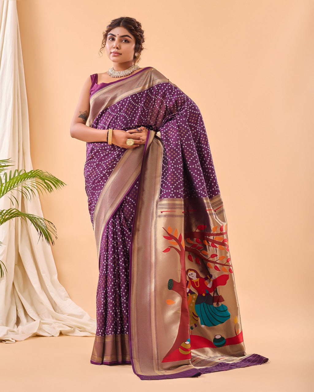 Pure Soft Designer Beautiful Bandhej Paithani Patola Silk Saree