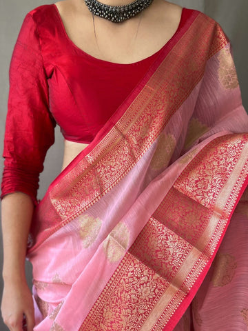 Beautiful Designer Pure Linen Chaap Saree