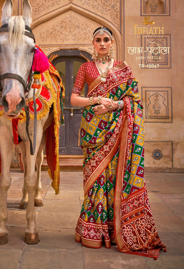 Beautiful Designer Beautifully Designed Trirath Labh Patola Saree 10067