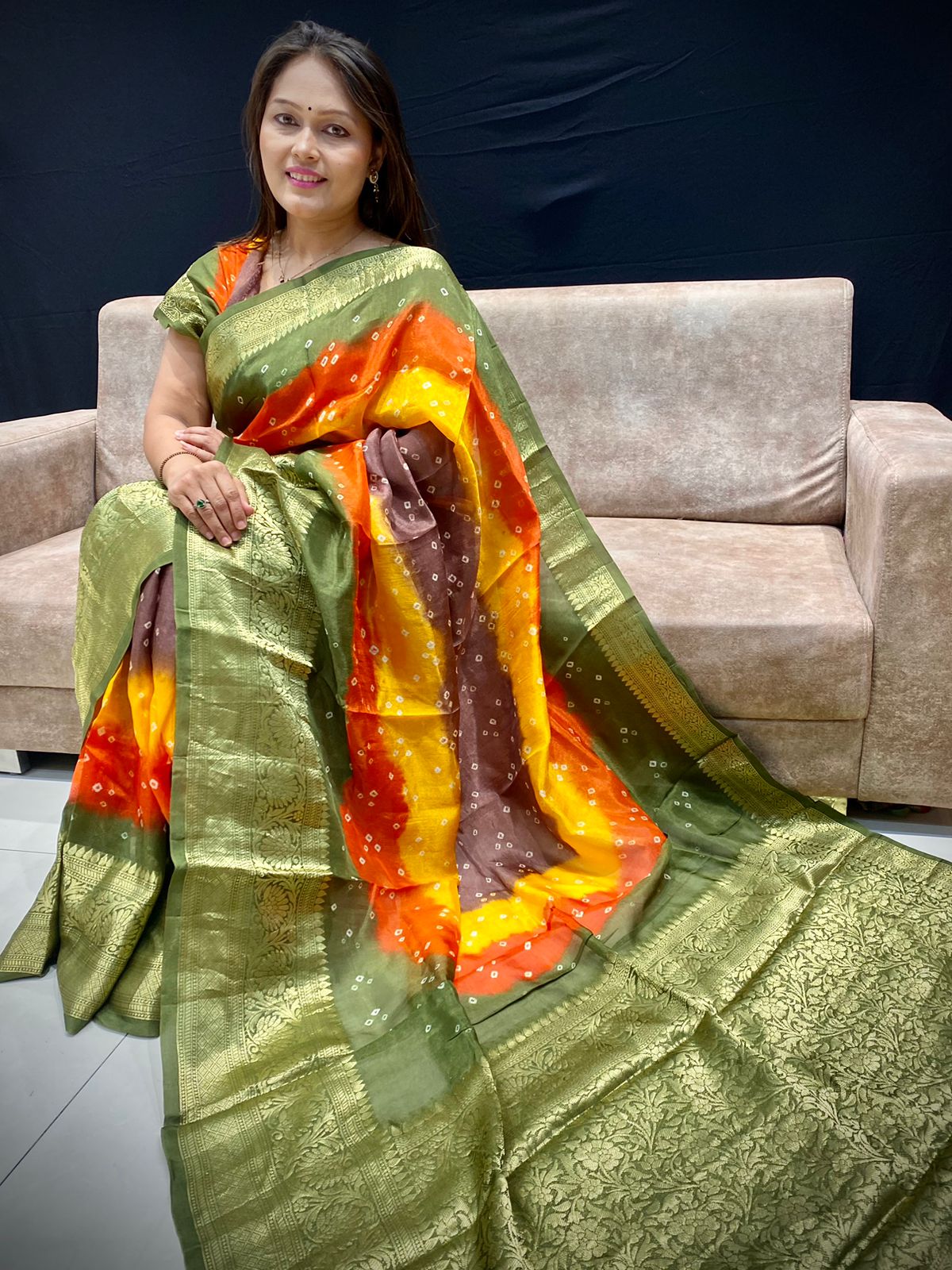 cotton bandhani saree at Rs 650 / Piece in Mumbai | Now Creations