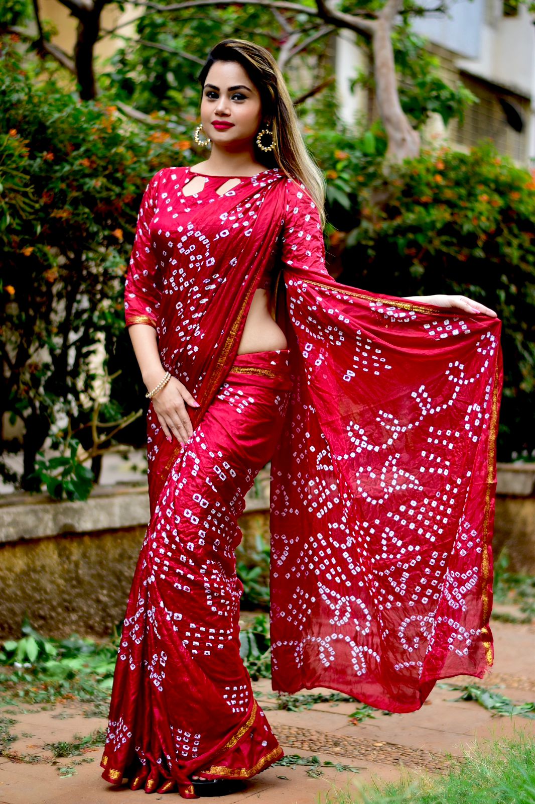 Beautiful Designer Bandhani Saree Kalashree