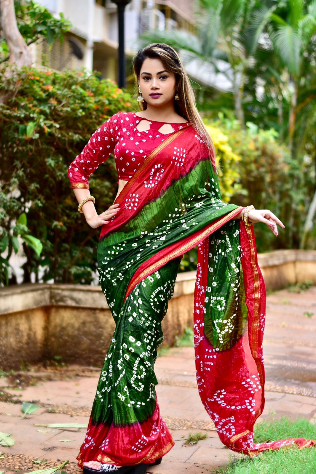 Beautiful Designer Bandhani Saree Kalashree