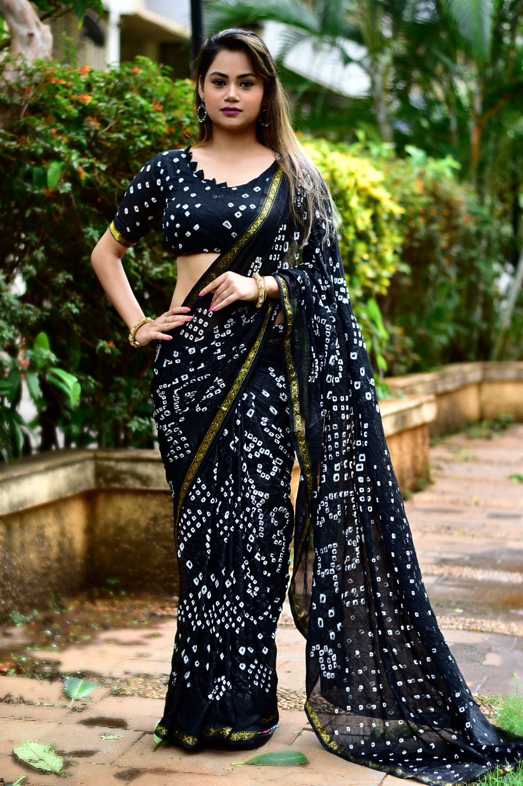 Beautiful Designer Bandhani Saree Kalashree