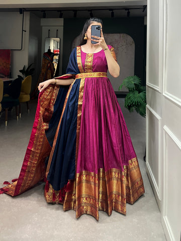 Beautiful Designer Traditional Narayanpet Cotton Gown