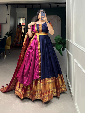 Beautiful Designer Traditional Narayanpet Cotton Gown