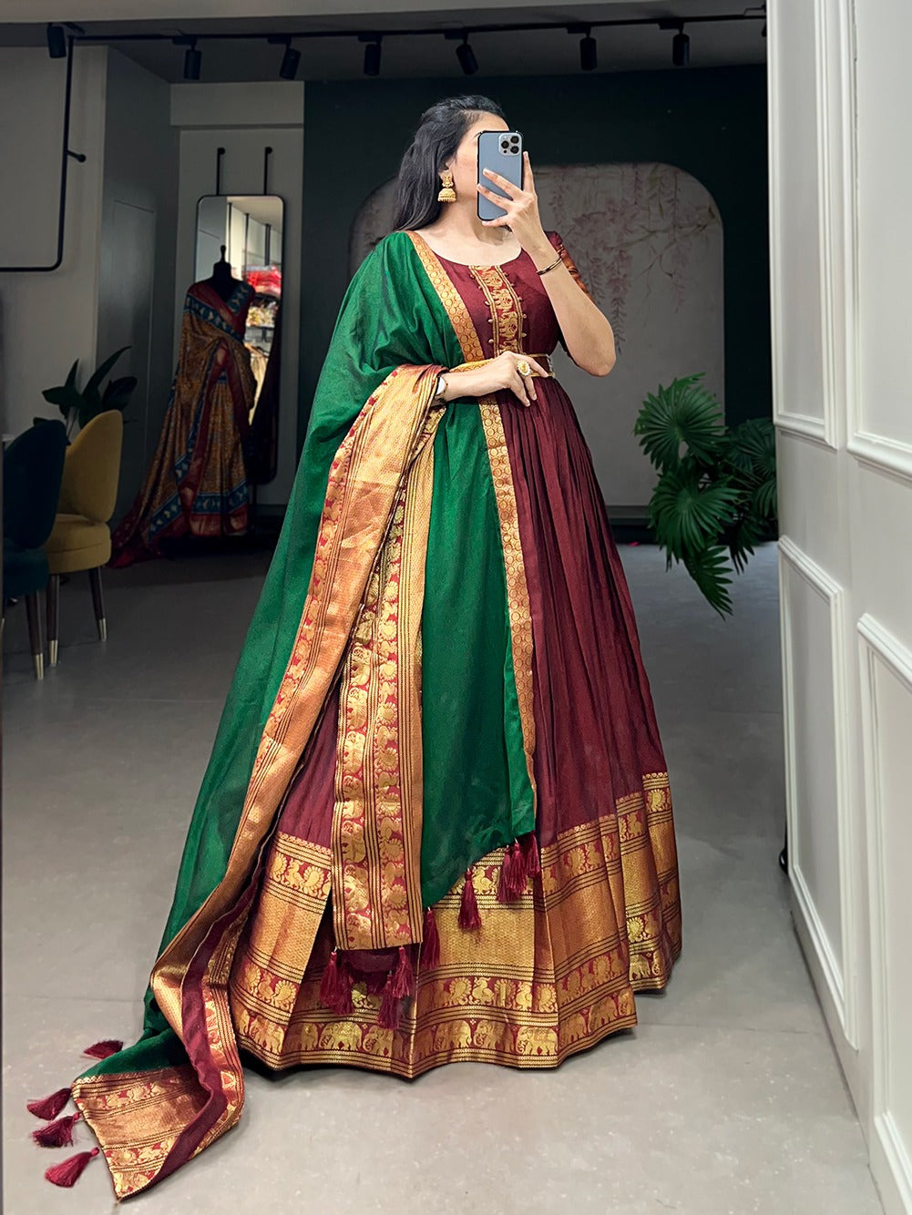 Beautiful Designer Traditional Narayanpet Cotton Gown