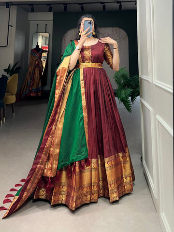 Beautiful Designer Traditional Narayanpet Cotton Gown