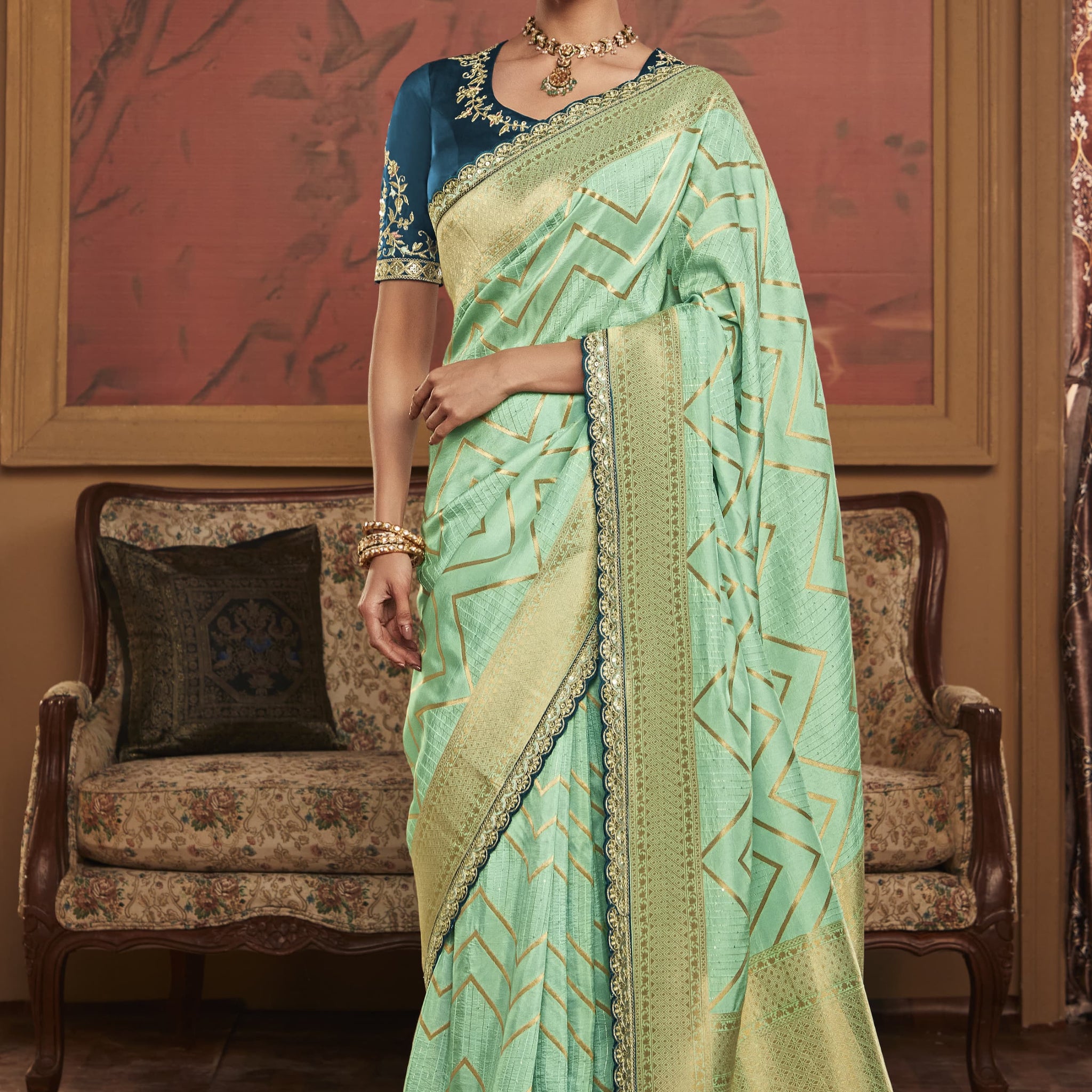 Beautiful Designer Kimora Pure Soft Dola Silk Sindhuri Maharani Silk Wedding Saree 182