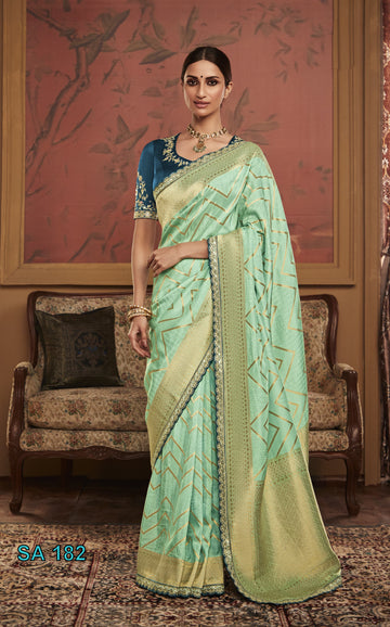 Beautiful Designer Kimora Pure Soft Dola Silk Sindhuri Maharani Silk Wedding Saree 182