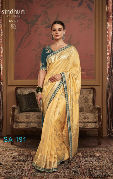 Beautiful Designer Kimora Pure Soft Dola Silk Sindhuri Maharani Silk Wedding Saree 191