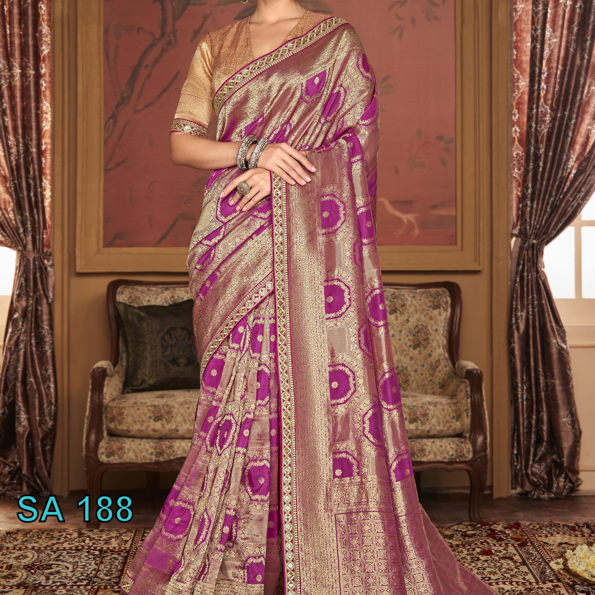 Beautiful Designer Kimora Pure Soft Dola Silk Sindhuri Maharani Silk Wedding Saree 188