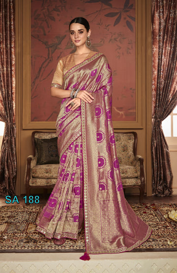 Beautiful Designer Kimora Pure Soft Dola Silk Sindhuri Maharani Silk Wedding Saree 188