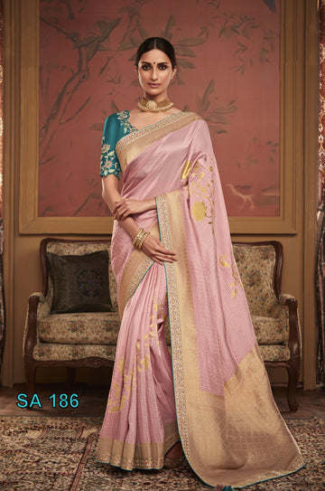 Beautiful Designer Kimora Pure Soft Dola Silk Sindhuri Maharani Silk Wedding Saree 186