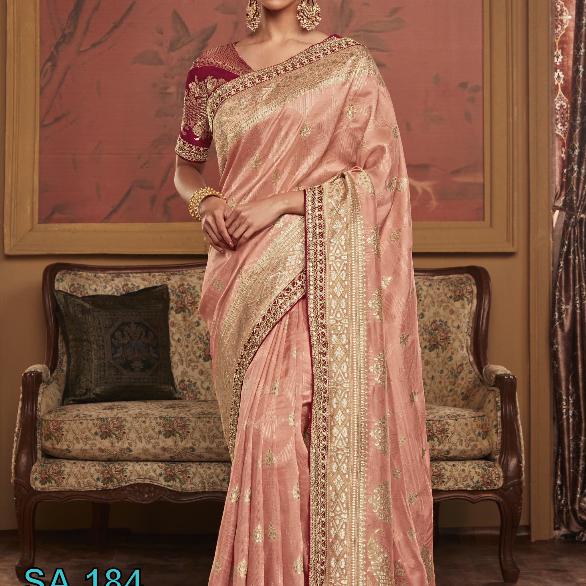 Beautiful Designer Kimora Pure Soft Dola Silk Sindhuri Maharani Silk Wedding Saree 184