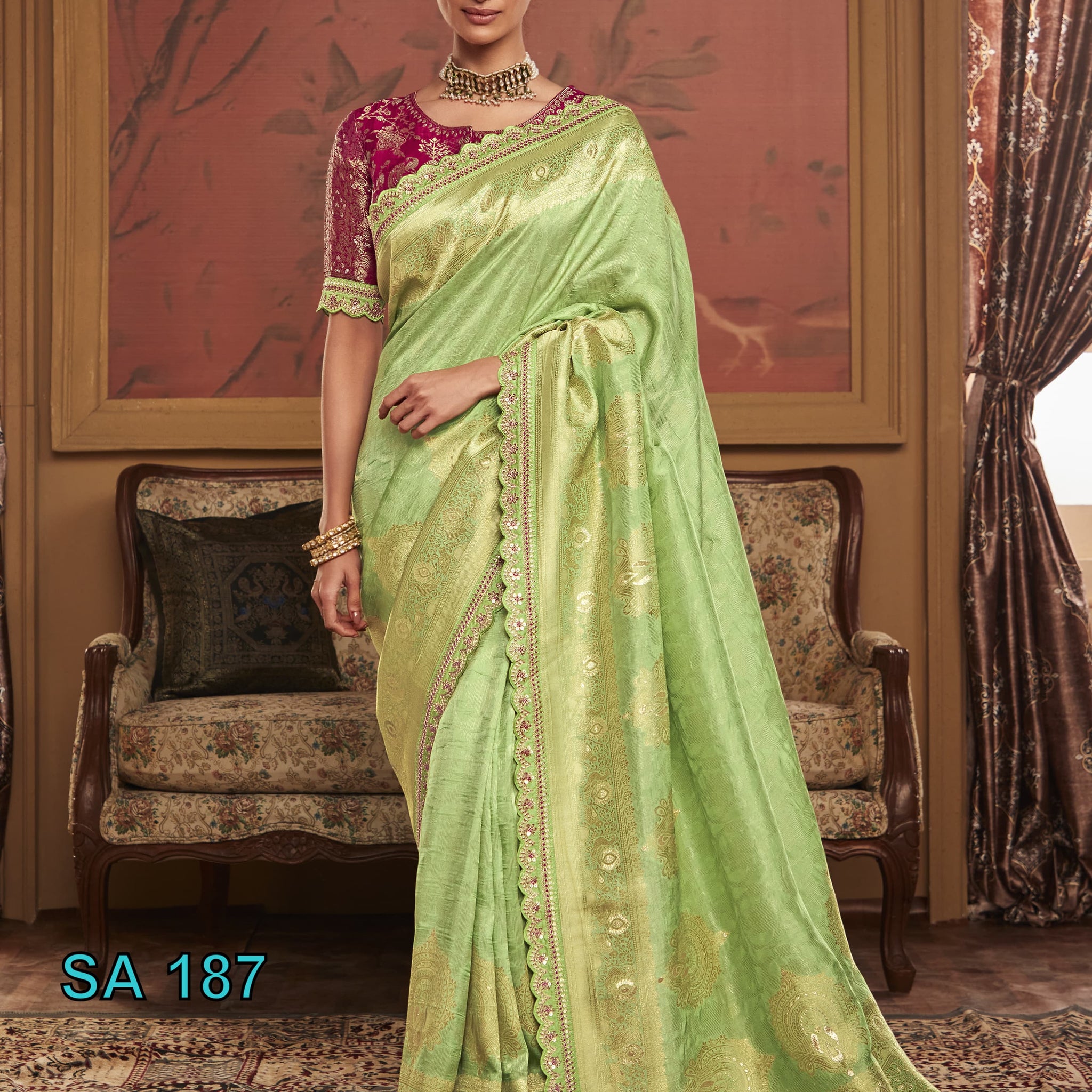 Beautiful Designer Kimora Pure Soft Dola Silk Sindhuri Maharani Silk Wedding Saree 187