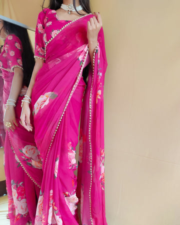 Beautiful Designer Georgette Printed Saree