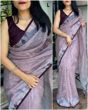 Beautiful Designer Pure Organza Saree