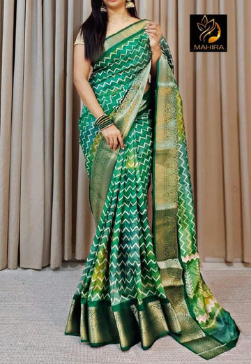 Party Wear Pure Dola Silk with Jequrd Border Saree