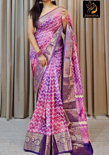 Party Wear Pure Dola Silk with Jequrd Border Saree