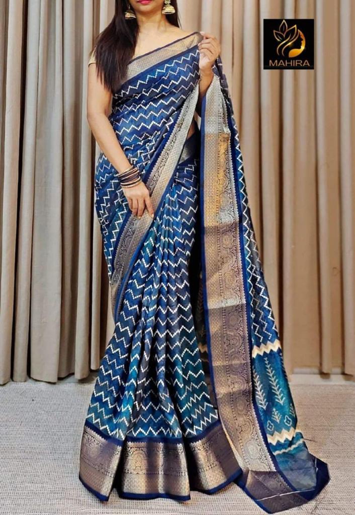 Party Wear Pure Dola Silk with Jequrd Border Saree