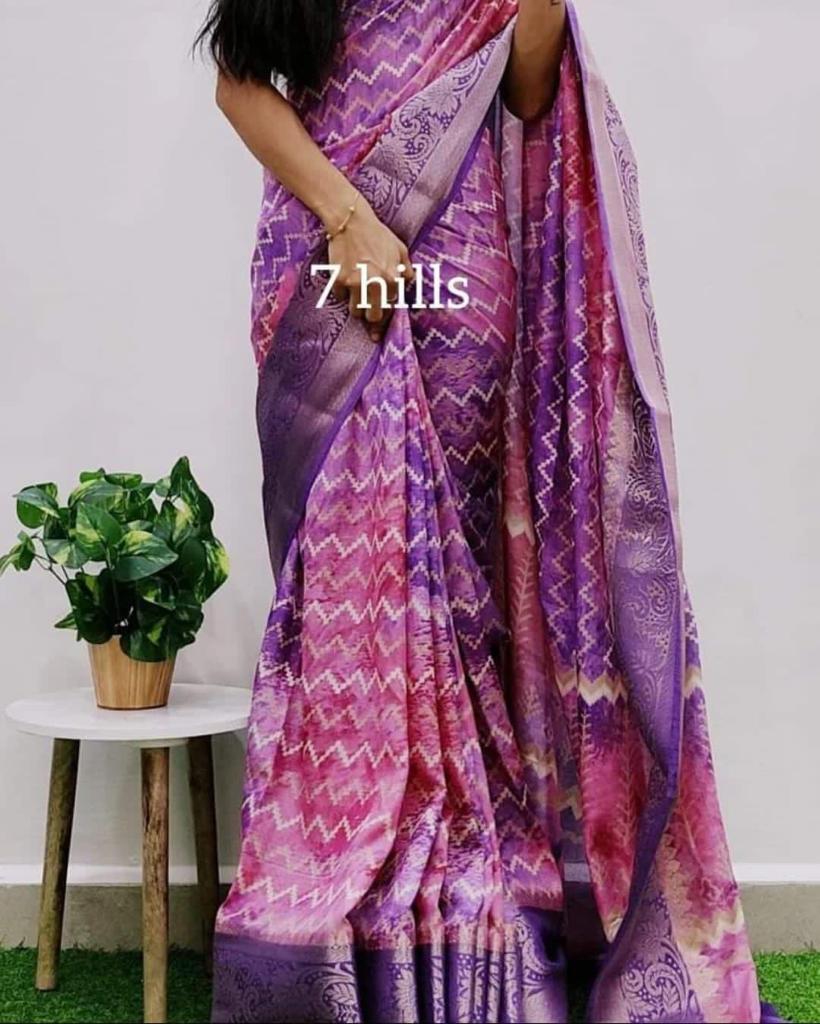 Party Wear Pure Dola Silk with Jequrd Border Saree