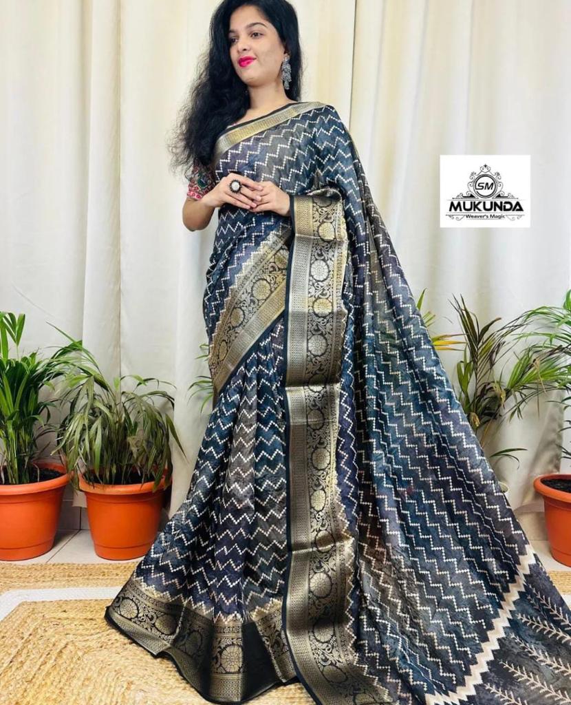 Party Wear Pure Dola Silk with Jequrd Border Saree