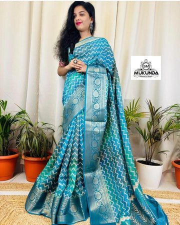 Party Wear Pure Dola Silk with Jequrd Border Saree