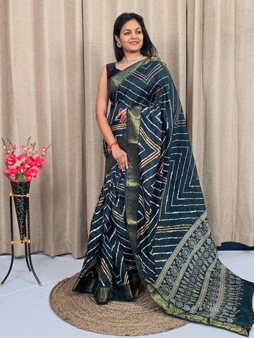 Party Wear Soft Tusshar Silk Slub Lehariya Saree