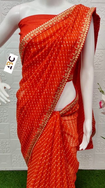 Beautiful Rajasthani Lehariya Bandhej Saree