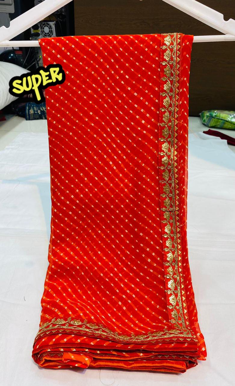 Beautiful Rajasthani Lehariya Bandhej Saree