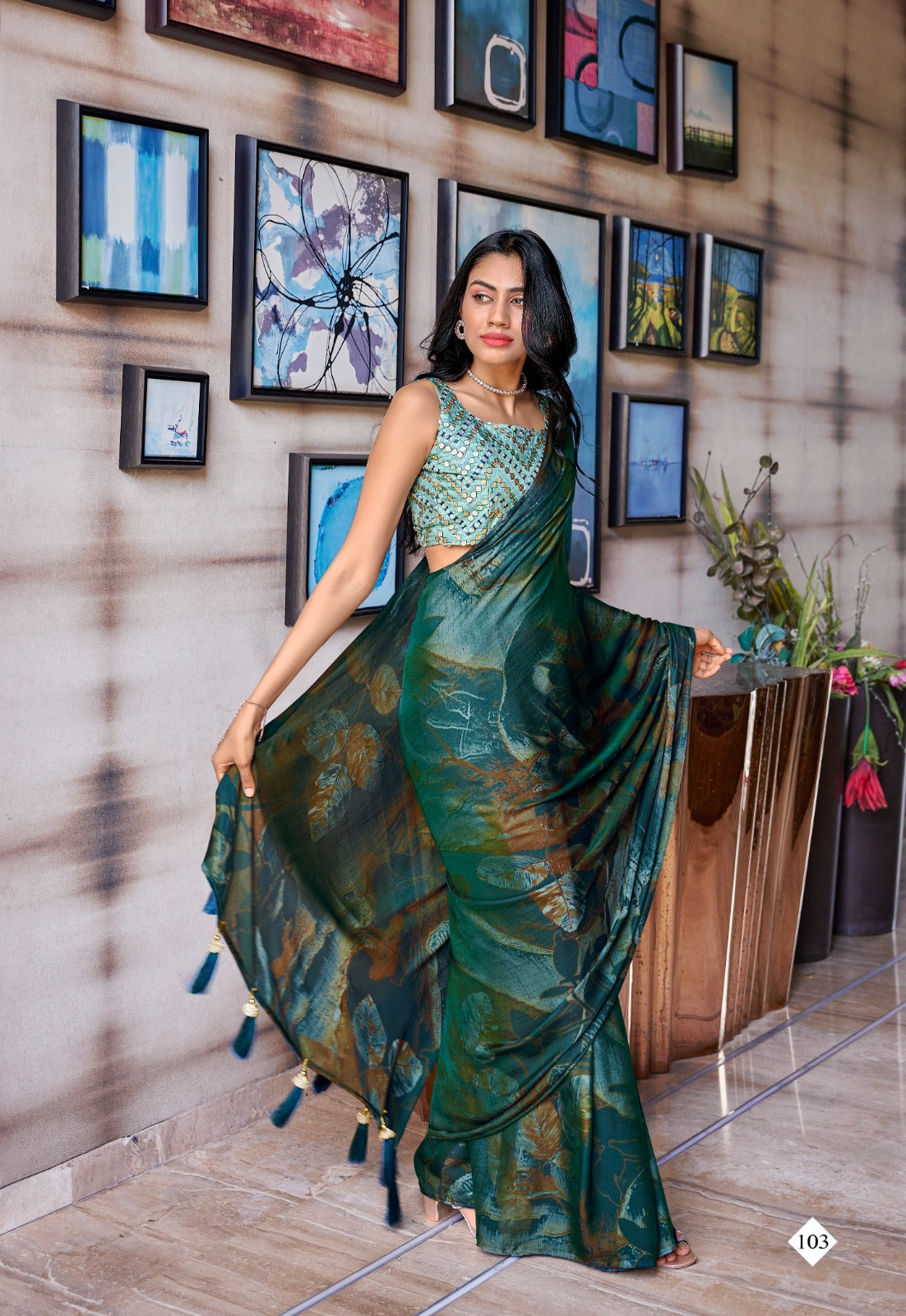 Stavan Shannon Velvet Silk with Printed Fancy Saree collection