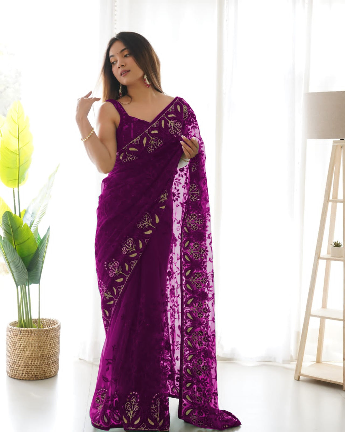 Beautiful Heavy Butterfly Net Saree