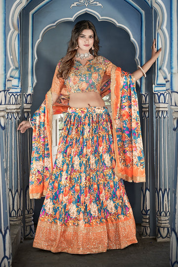 Beautiful Designer Crushed Chinon Lehenga Choli Design 1013