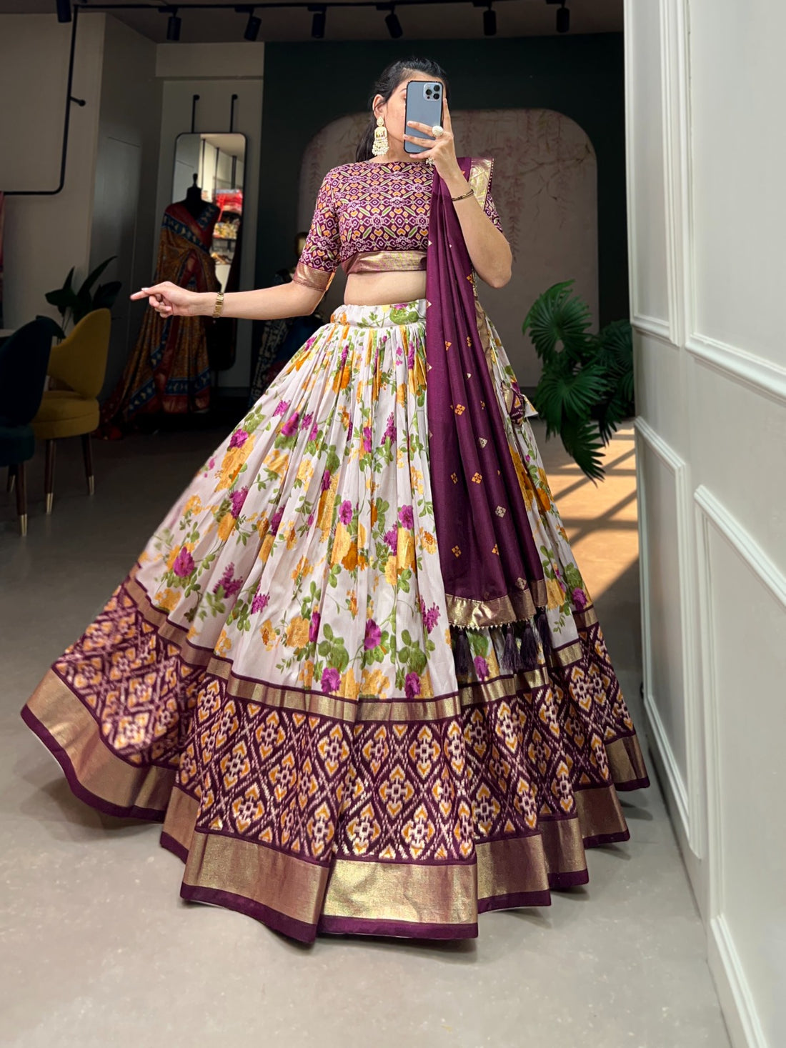 Beautiful Designer Tussar Silk Lehenga Choli Design No 1689