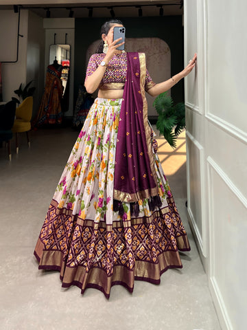 Beautiful Designer Tussar Silk Lehenga Choli Design No 1689