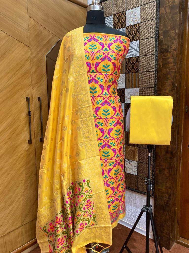 Party Wear Pure Chanderi Banarasi Silk Salwar Suit