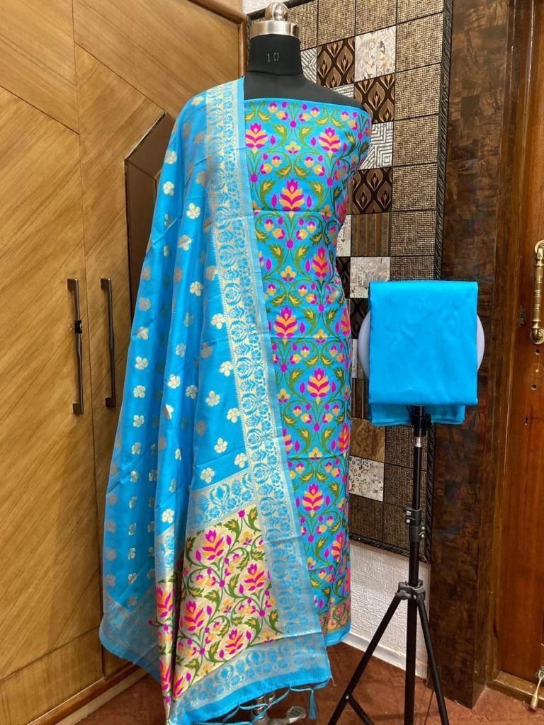 Party Wear Pure Chanderi Banarasi Silk Salwar Suit