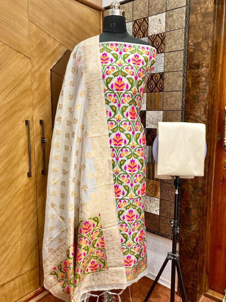 Party Wear Pure Chanderi Banarasi Silk Salwar Suit