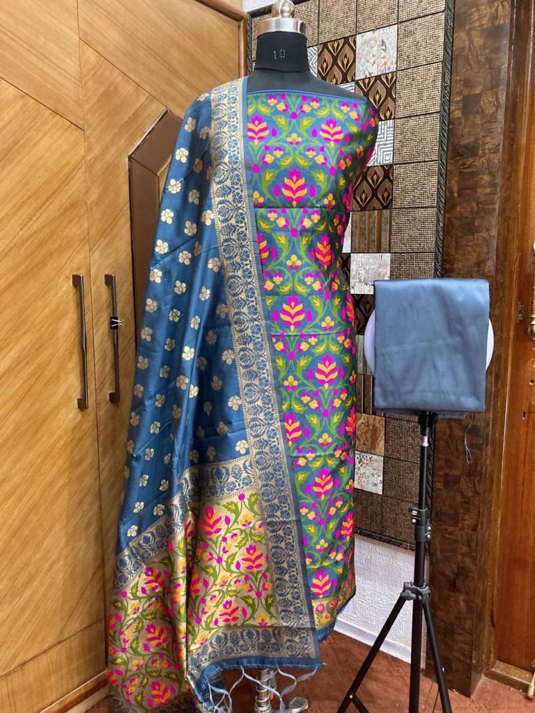 Party Wear Pure Chanderi Banarasi Silk Salwar Suit