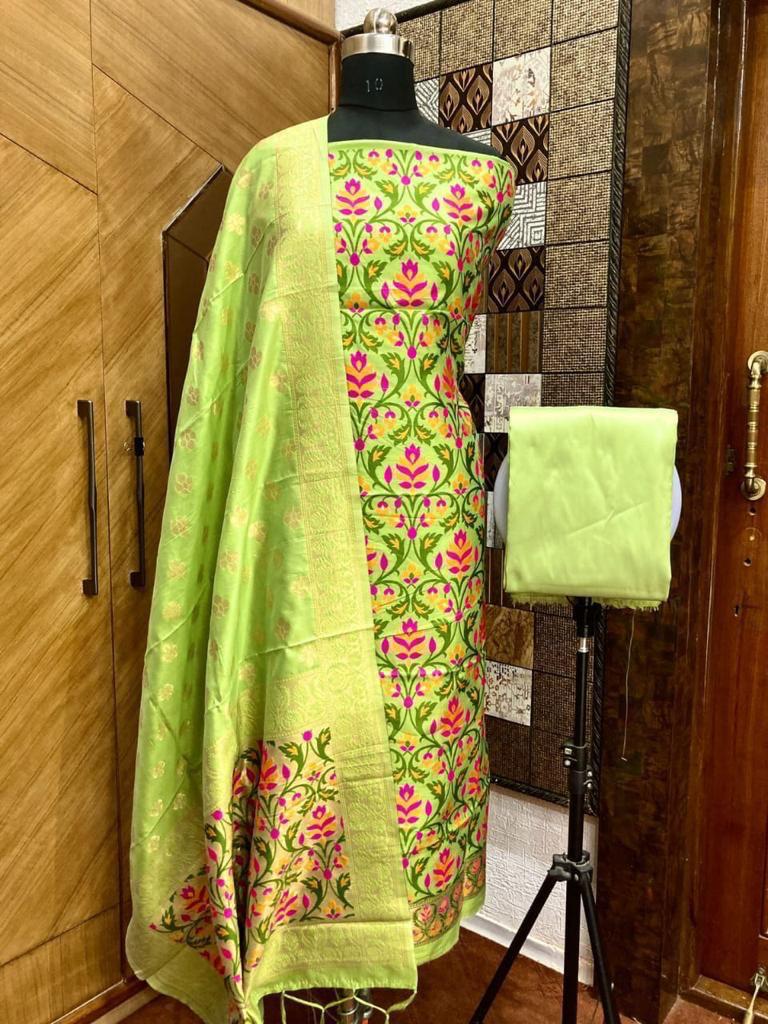 Party Wear Pure Chanderi Banarasi Silk Salwar Suit