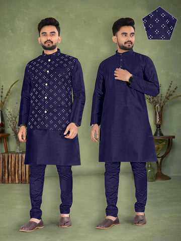 Party Wear Festival Kurta Pyjama With Modi Jacket ( Koti )