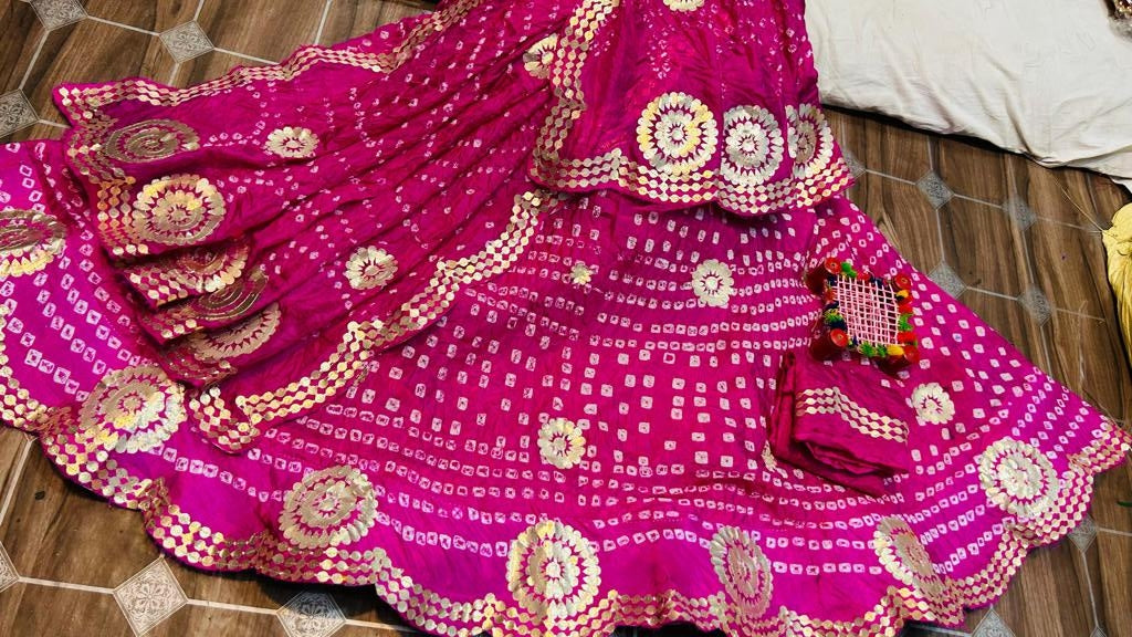 Rajasthani Traditional Bandhej Silk Hand Made Lehenga Choli