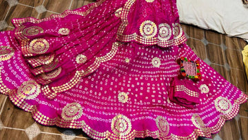 Rajasthani Traditional Bandhej Silk Hand Made Lehenga Choli