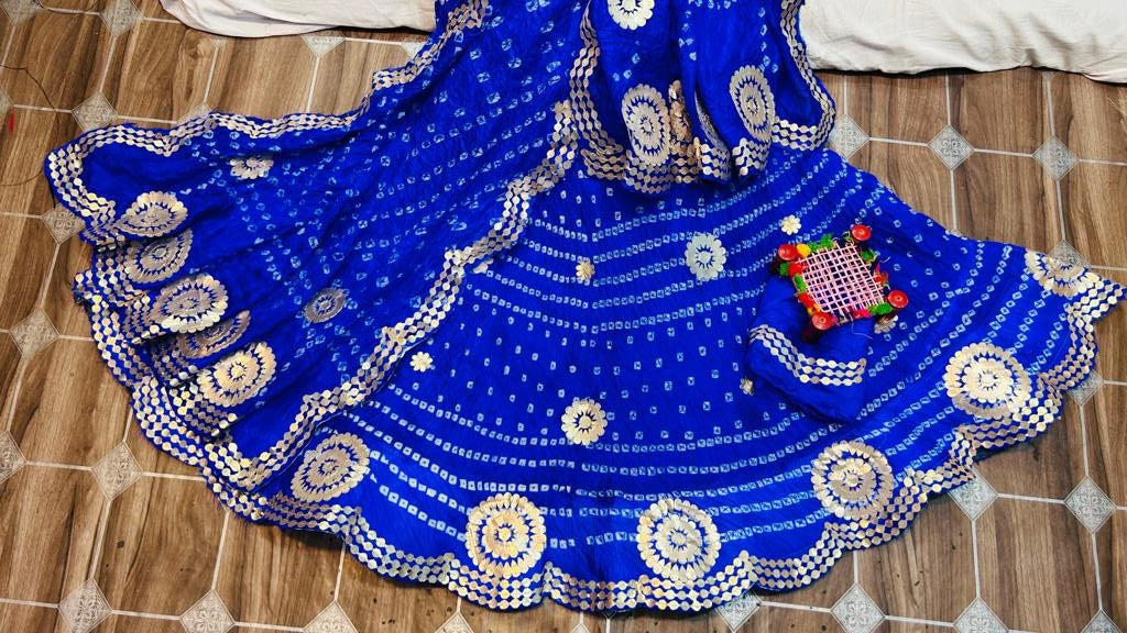 Rajasthani Traditional Bandhej Silk Hand Made Lehenga Choli