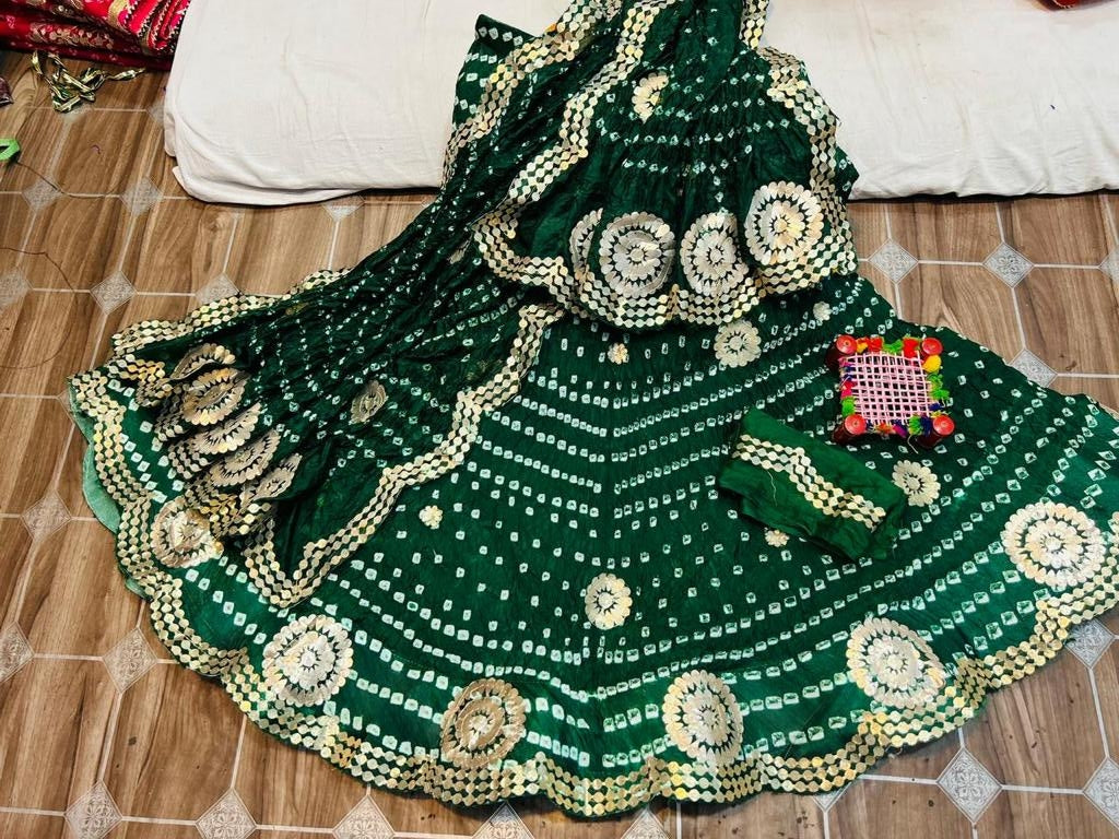 Rajasthani Traditional Bandhej Silk Hand Made Lehenga Choli