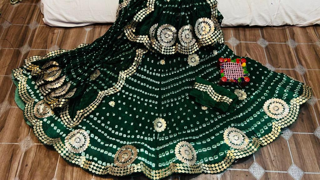 Rajasthani Traditional Bandhej Silk Hand Made Lehenga Choli