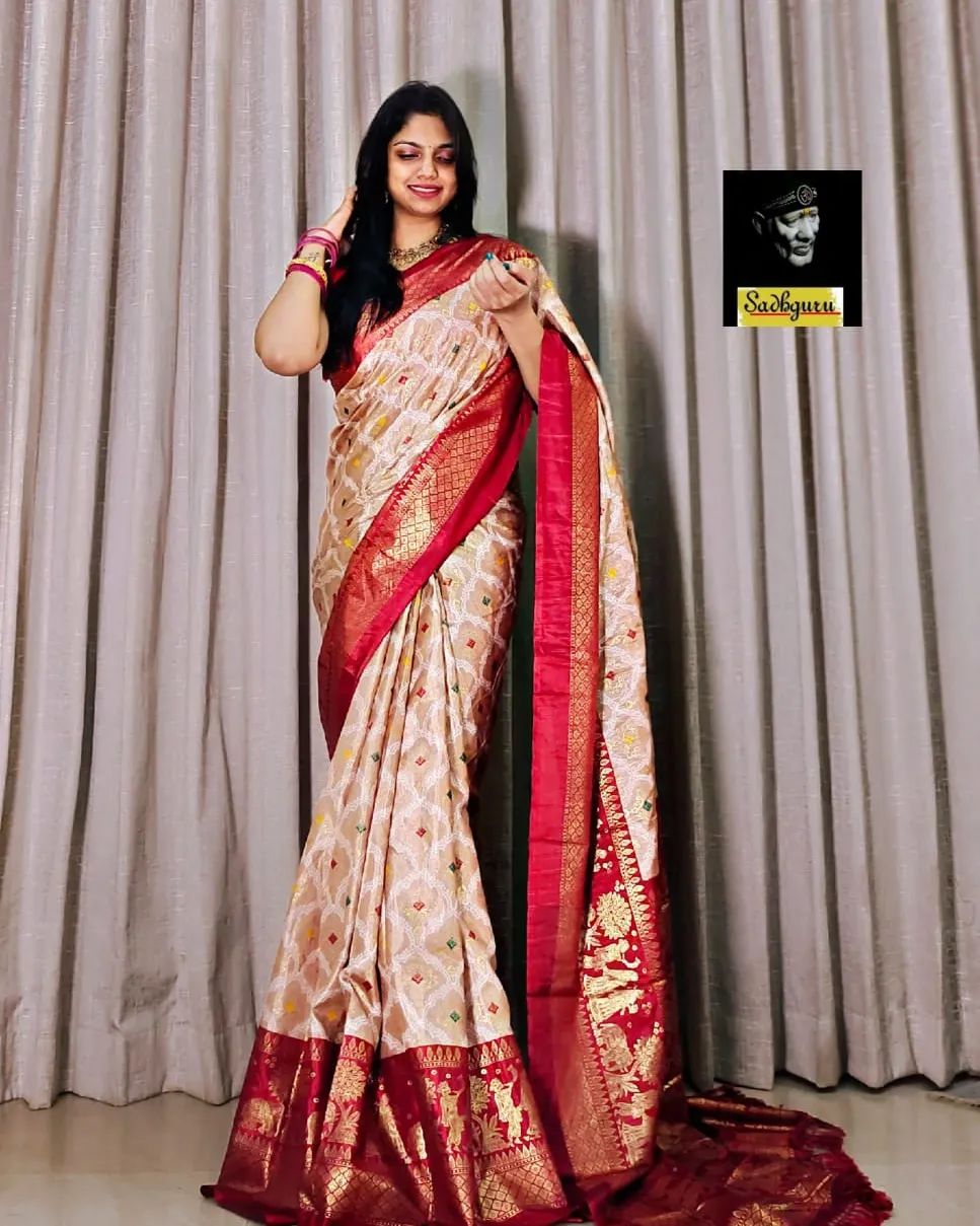 New Soft Pure Dola Silk Kalamkari Patola Digital Print Saree